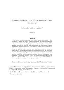 Emotional Leadership in an Intergroup Conflict Game Experiment