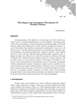 The Impact on Customers` Perception of Product Variety