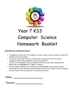 Homework booklet- Yr 7 Application skill Spreadsheet