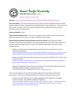 Hawaii Pacific University ECON 1000 Naked Economics Section