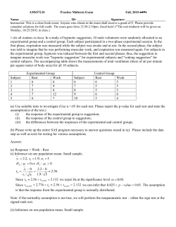 AMS572.01 Practice Midterm Exam Fall, 2010