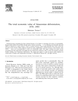 The total economic value of Amazonian deforestation, 1978