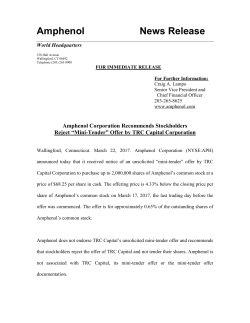 Amphenol Corporation Recommends Stockholders Reject &ldquo;Mini