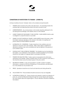 Conditions of Invitation to Tender