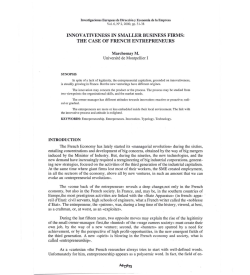 innovativeness in smaller business firms: the case of french