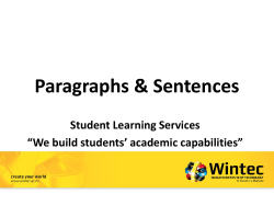 Topic Sentences - Wintec Learning
