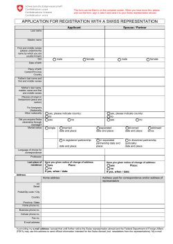 application for registration with a swiss representation