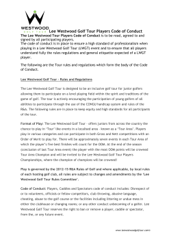 Lee Westwood Golf Tour Players Code of Conduct