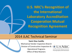 U.S. NRC`s Recognition of the International Laboratory Accreditation