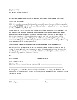 SEALED BID FORM THE MEEKER SCHOOL DISTRICT RE