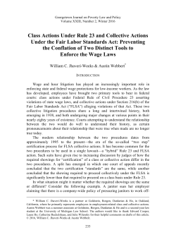 Class Actions Under Rule 23 and Collective Actions Under the Fair