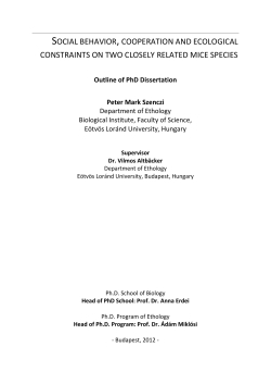 social behavior, cooperation and ecological constraints on mice