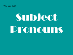 Subject Pronouns - Pauls Valley Schools