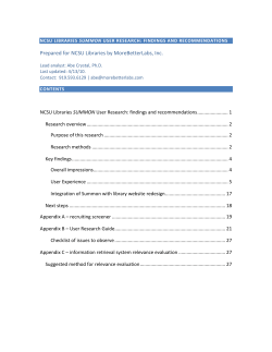 NCSU Libraries -- Summon -- user experience research findings
