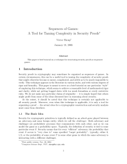 Sequences of Games: A Tool for Taming Complexity