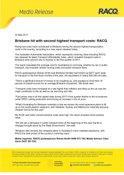 Brisbane hit with second highest transport costs