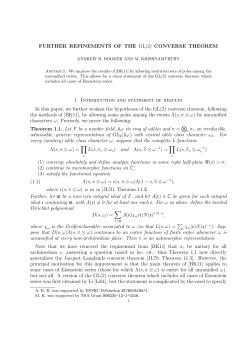 FURTHER REFINEMENTS OF THE GL(2) CONVERSE THEOREM 1
