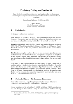 Predatory Pricing and Section 36