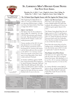 St. LAwrence Men`S hockey GAMe noteS