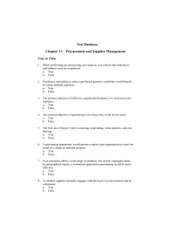 Test Database Chapter 11 &ndash; Procurement and Supplier