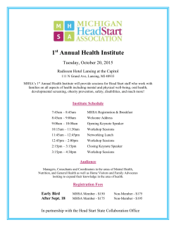 1 st Annual Health Institute - Michigan Head Start Association