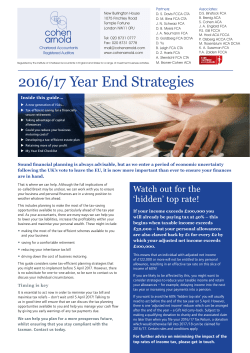 2016/17 Year End Strategies