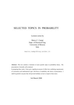 selected topics in probability - Marco Campi