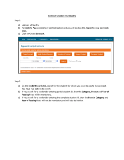 Contract Creation by Industry Step 1: a) Login as a Industry. b