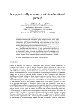 Is support really necessary within educational games?