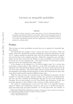 Lectures on integrable probability arXiv:1212.3351v2 [math.PR] 18