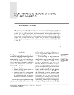 From Partners to Players: Extending the HR Playing Field