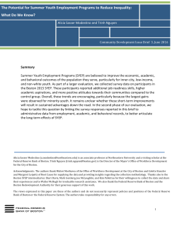 The Potential for Summer Youth Employment Programs to Reduce