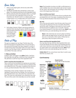 Game Setup Order of Play