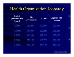 Health Organization Jeopardy - University of Colorado Denver