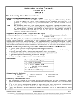 Number Sense, Session 4 - Massachusetts Department of