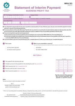 Statement of Interim Payment BUSINESS PROFIT TAX