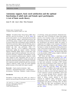Autonomy support, basic need satisfaction and the optimal