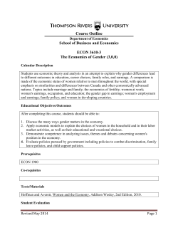 Course Outline School of Business and Economics ECON 3610