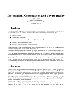 Information, Compression and Cryptography