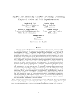 Big Data and Marketing Analytics in Gaming