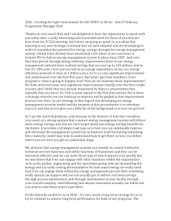 SEAI - Creating the right environment for ISO 50001 to thrive