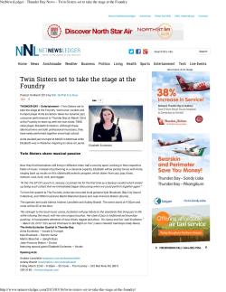 NetNewsLedger - Thunder Bay News - Twin Sisters set to take the