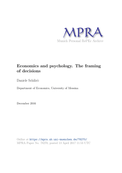 Economics and psychology. The framing of decisions