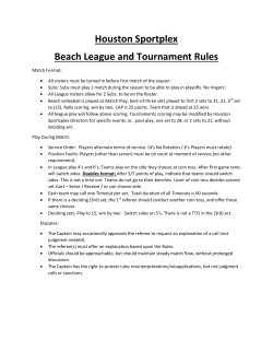 Houston Sportplex Beach League and Tournament Rules