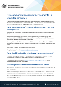 Telecommunications in new developments*a guide for consumers