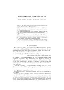 RANDOMNESS AND DIFFERENTIABILITY 1. Introduction The main