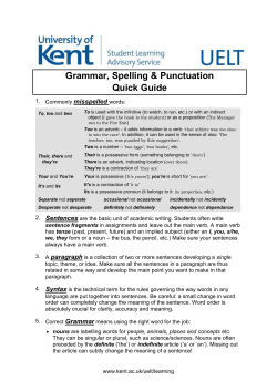 Grammar, Spelling and Punctuation
