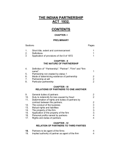 THE INDIAN PARTNERSHIP ACT 1932. CONTENTS
