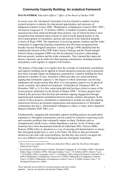 A Community Capacity Building - Aboriginal Educational Contexts