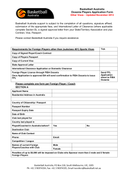 Basketball Australia Oceania Players Application Form